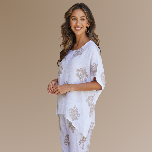 Mandala Linen Top