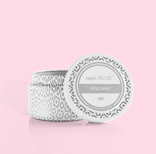 CapriBlue Candle Volcano White Printed Travel Tin, 8.5 oz